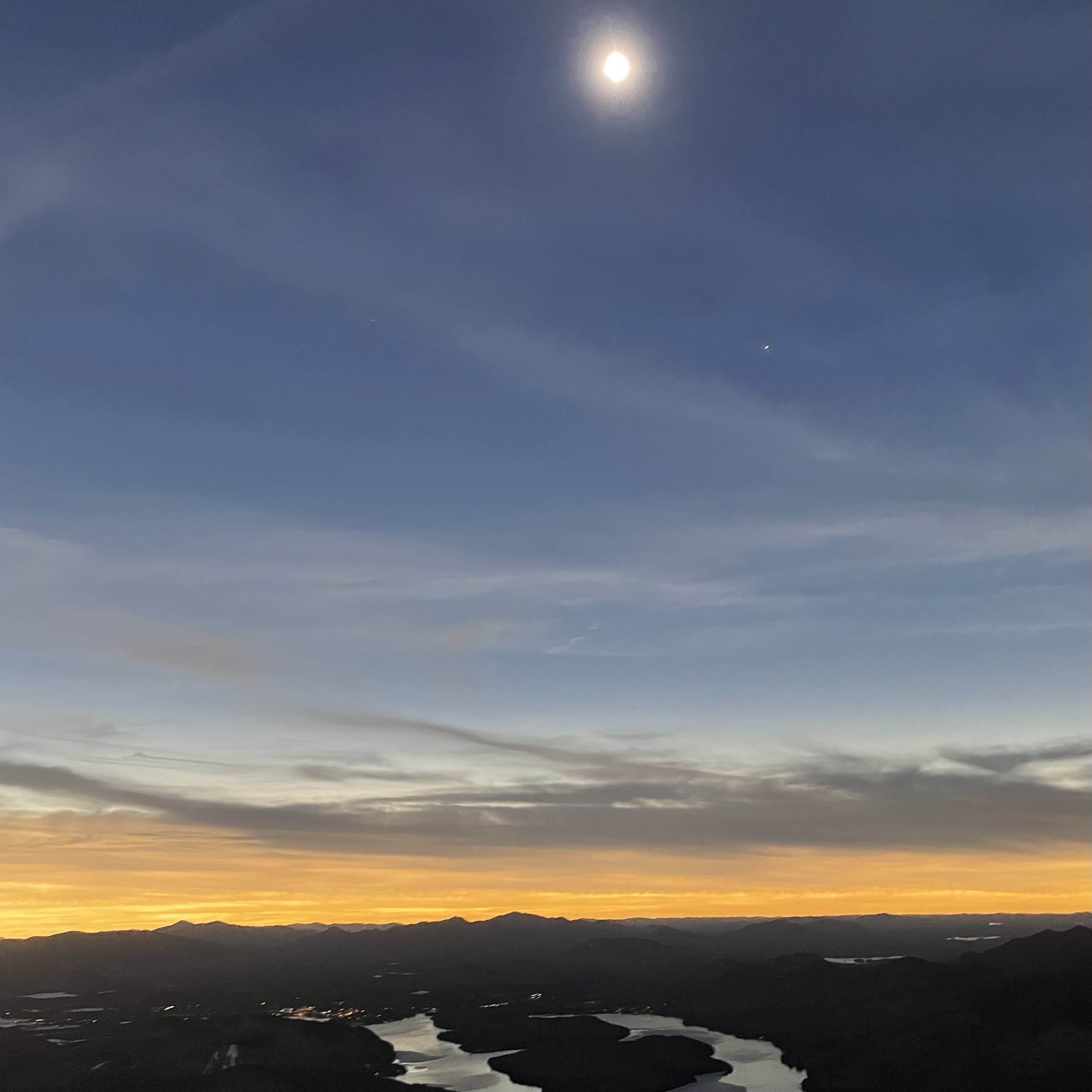 View from the peak of Whiteface Mountain during the 2024 eclipse totality event